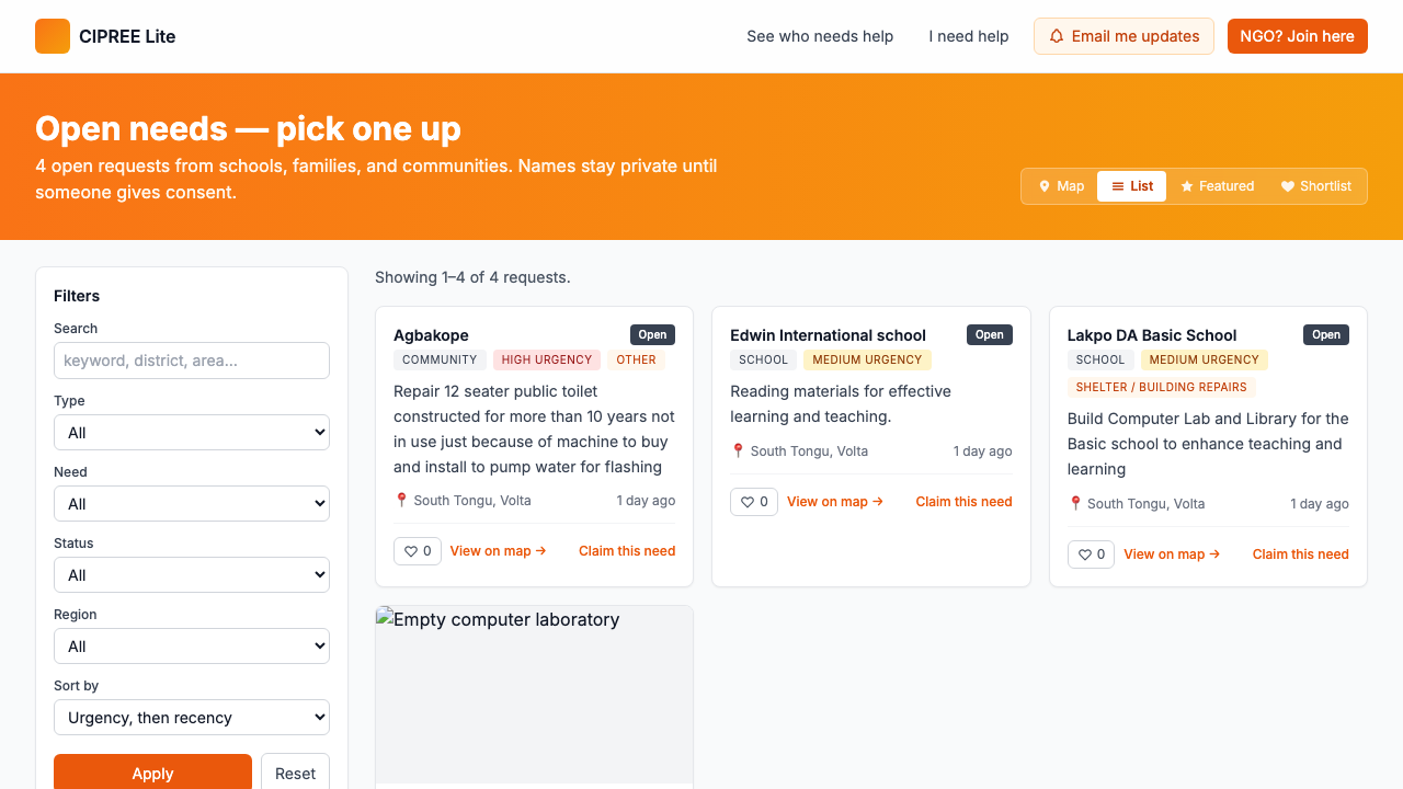 Public needs pool screenshot